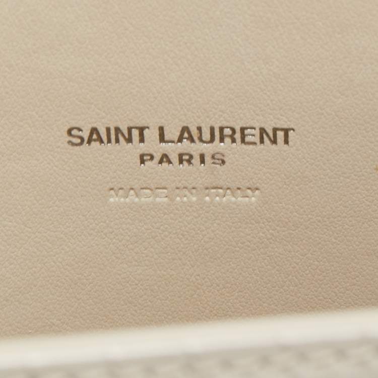 Pre Owned Saint Laurent White Croc Leather Nano Classic Sac De Jour Tote