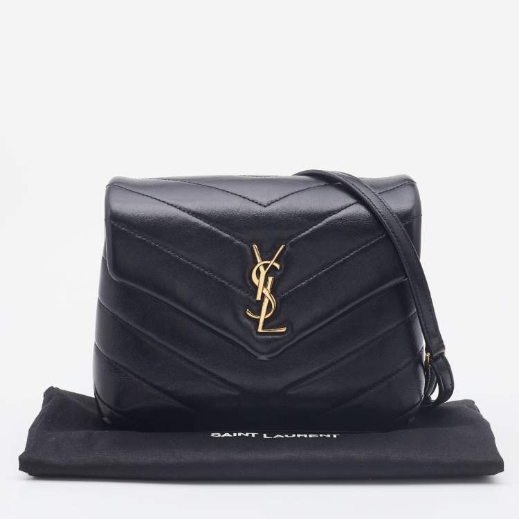 Pre Owned Saint Laurent Black Quilted Leather Toy Loulou Crossbody Bag