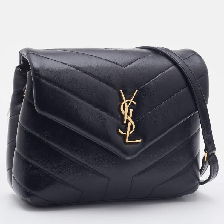 Pre Owned Saint Laurent Black Quilted Leather Toy Loulou Crossbody Bag