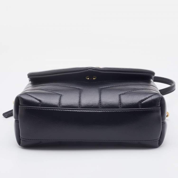 Pre Owned Saint Laurent Black Quilted Leather Toy Loulou Crossbody Bag