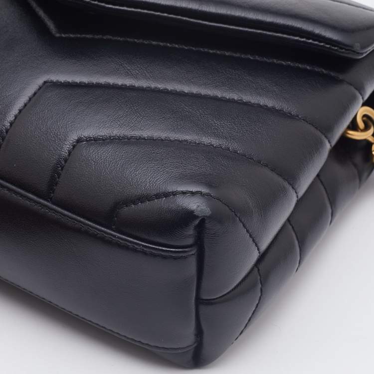 Pre Owned Saint Laurent Black Quilted Leather Toy Loulou Crossbody Bag