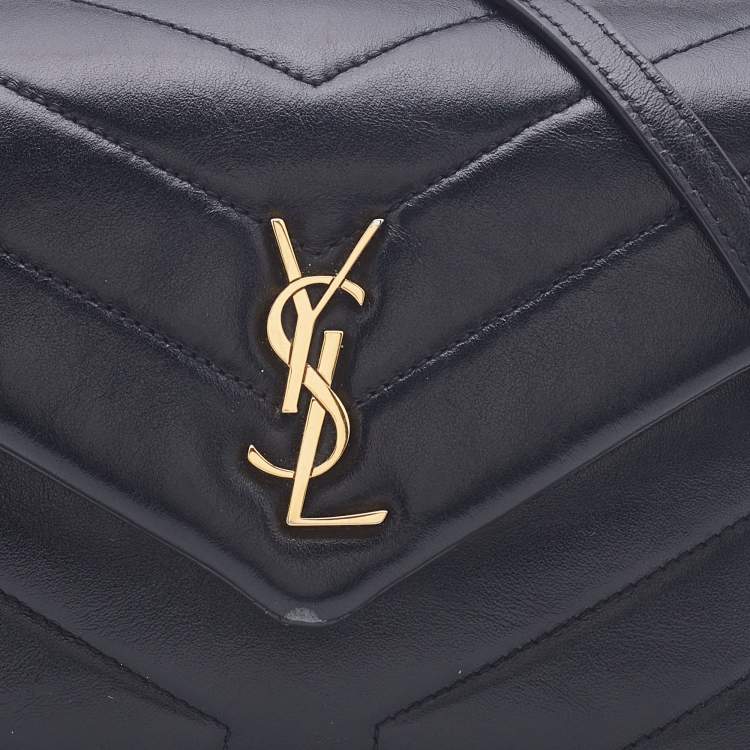 Pre Owned Saint Laurent Black Quilted Leather Toy Loulou Crossbody Bag