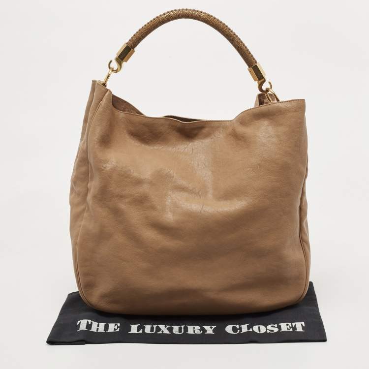 Pre Owned Saint Laurent Beige Leather Roady Hobo