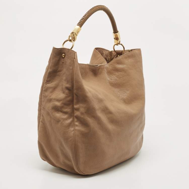 Pre Owned Saint Laurent Beige Leather Roady Hobo