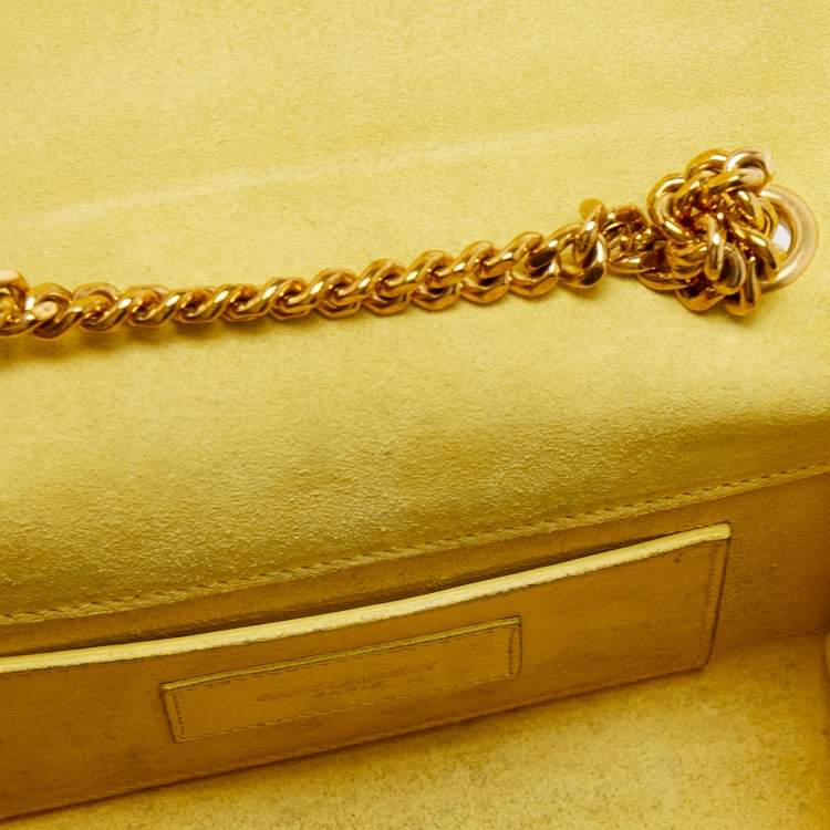 Pre Owned Saint Laurent Yellow Leather Small Monogram Kate Chain Bag