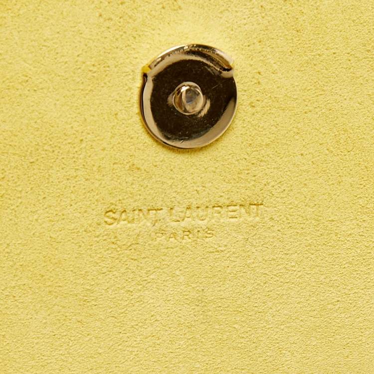 Pre Owned Saint Laurent Yellow Leather Small Monogram Kate Chain Bag