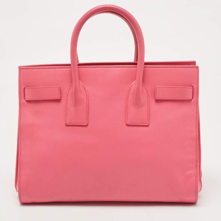 Pre Owned Saint Laurent Pink Leather Small Classic Sac De Jour Tote