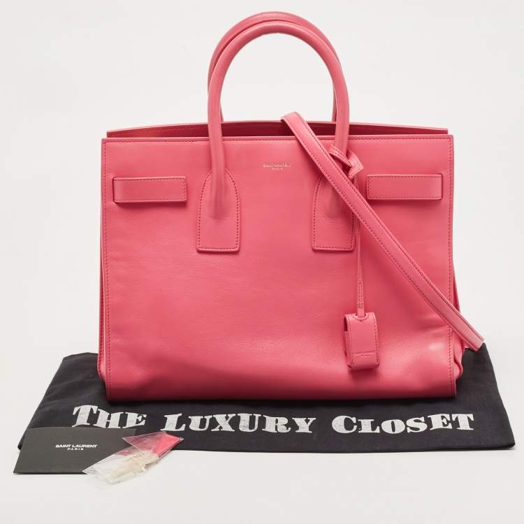 Pre Owned Saint Laurent Pink Leather Small Classic Sac De Jour Tote