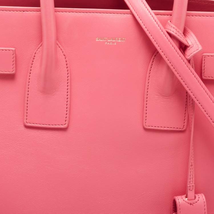 Pre Owned Saint Laurent Pink Leather Small Classic Sac De Jour Tote