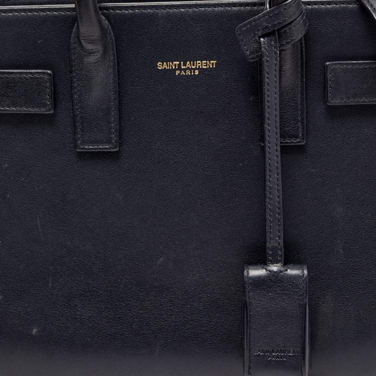 Pre Owned Saint Laurent Black Leather Nano Classic Sac De Jour Tote