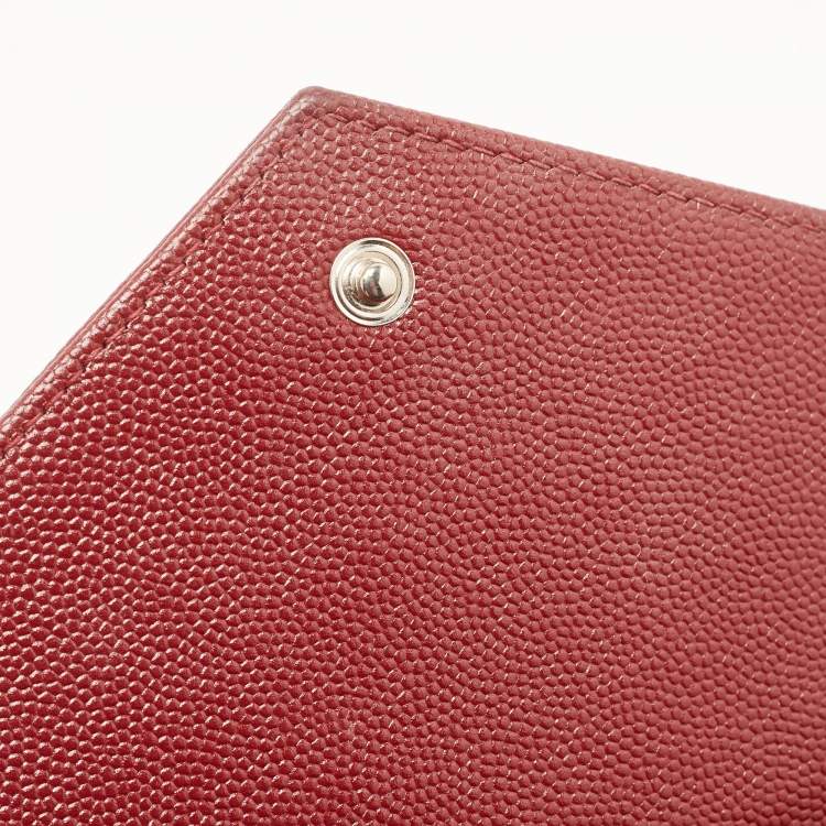 Pre Owned Saint Laurent Red Matelassé Leather Cassandre Wallet on Chain