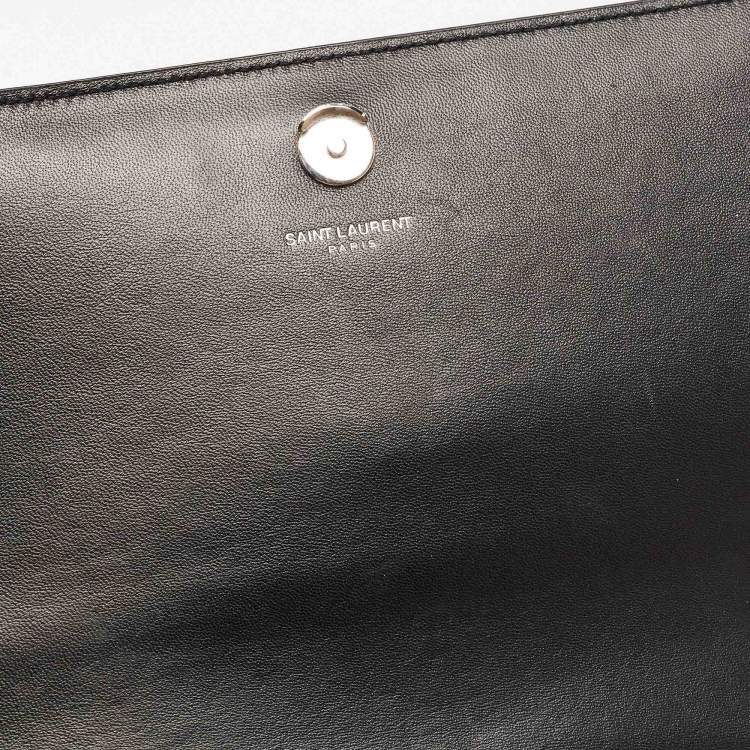 Pre Owned Saint Laurent Black/Silver Suede Medium Kate Star Shoulder Bag