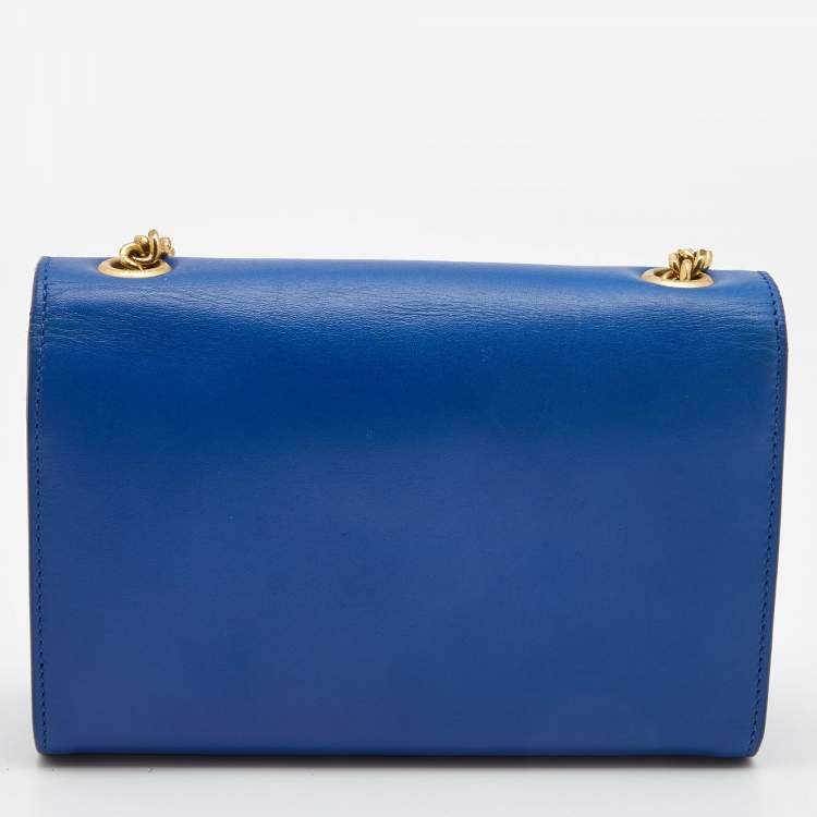 Pre Owned Saint Laurent Blue Leather Small Kate Tassel Crossbody Bag