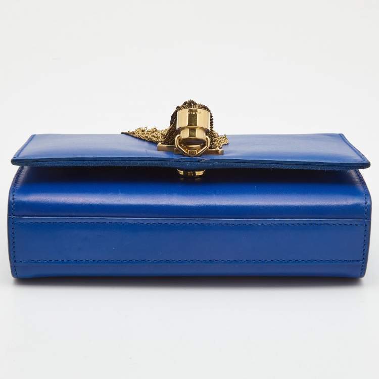 Pre Owned Saint Laurent Blue Leather Small Kate Tassel Crossbody Bag