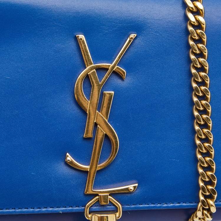 Pre Owned Saint Laurent Blue Leather Small Kate Tassel Crossbody Bag