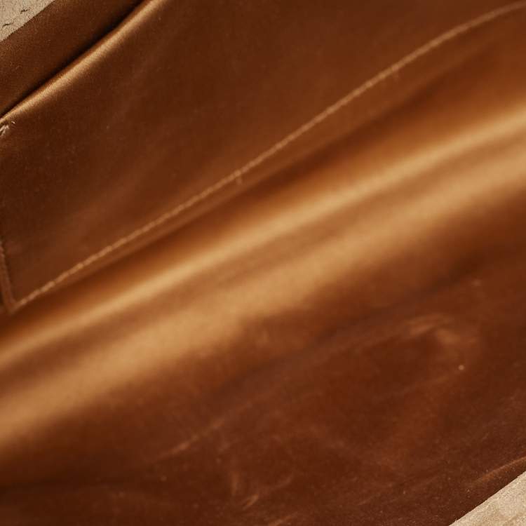 Pre Owned Saint Laurent Gold Coated Canvas Y-Ligne Clutch
