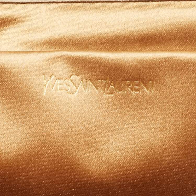 Pre Owned Saint Laurent Gold Coated Canvas Y-Ligne Clutch