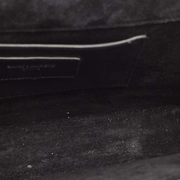 Pre Owned Saint Laurent Black Crinkled Leather Medium Kate Shoulder Bag