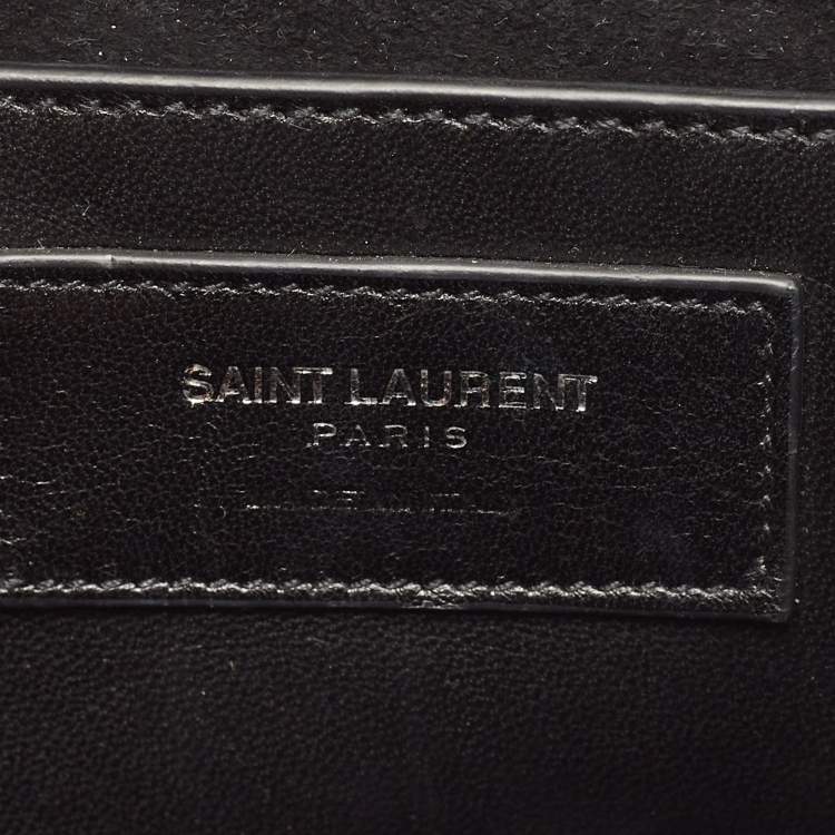 Pre Owned Saint Laurent Black Crinkled Leather Medium Kate Shoulder Bag