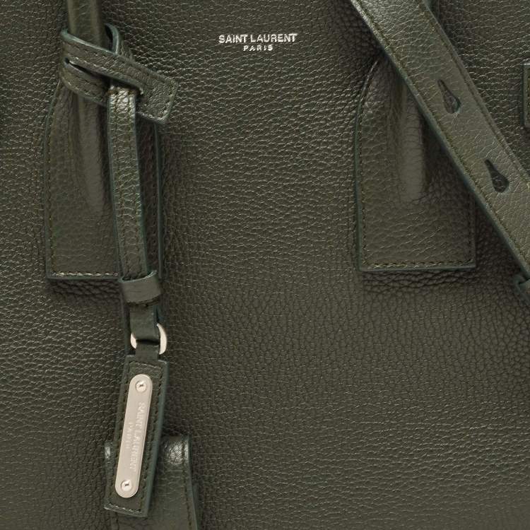 Pre Owned Saint Laurent Dark Green Leather Small Classic Sac De Jour Tote