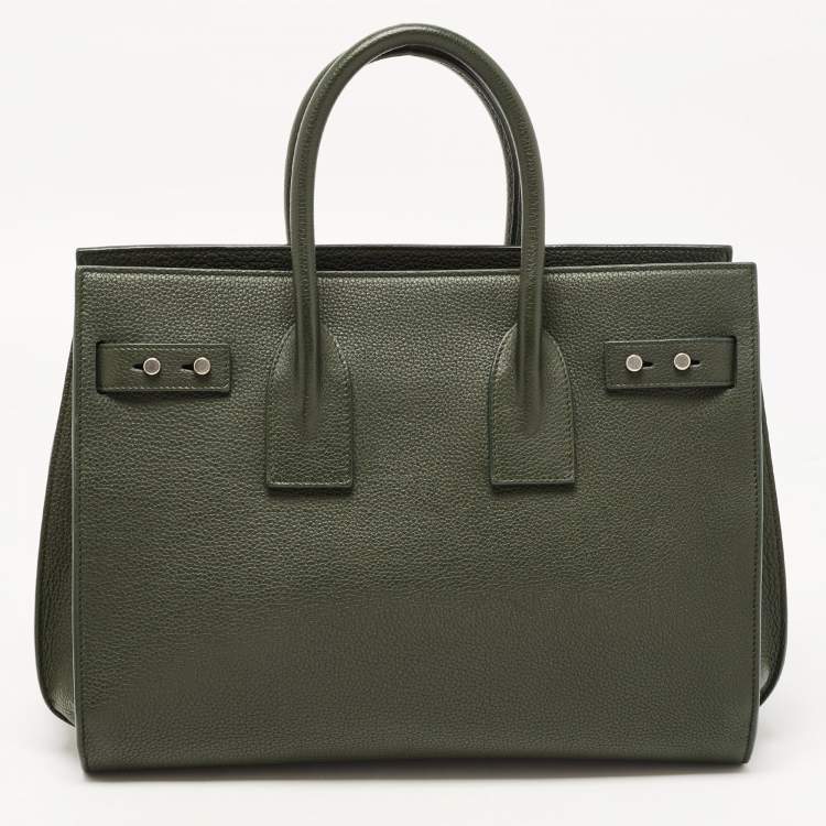 Pre Owned Saint Laurent Dark Green Leather Small Classic Sac De Jour Tote