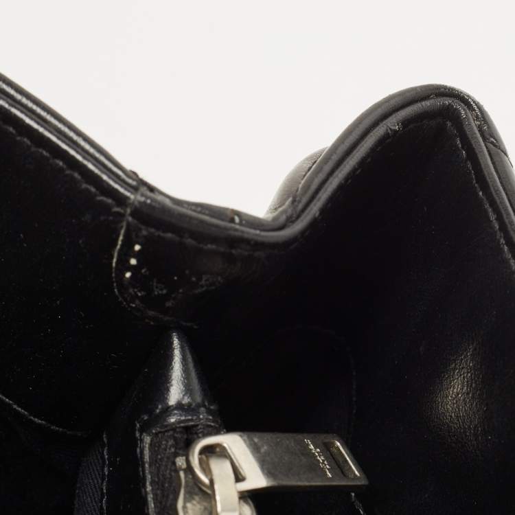 Pre Owned Saint Laurent Black Quilted Y Leather Large Loulou Shopper Tote