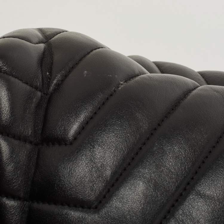 Pre Owned Saint Laurent Black Quilted Y Leather Large Loulou Shopper Tote
