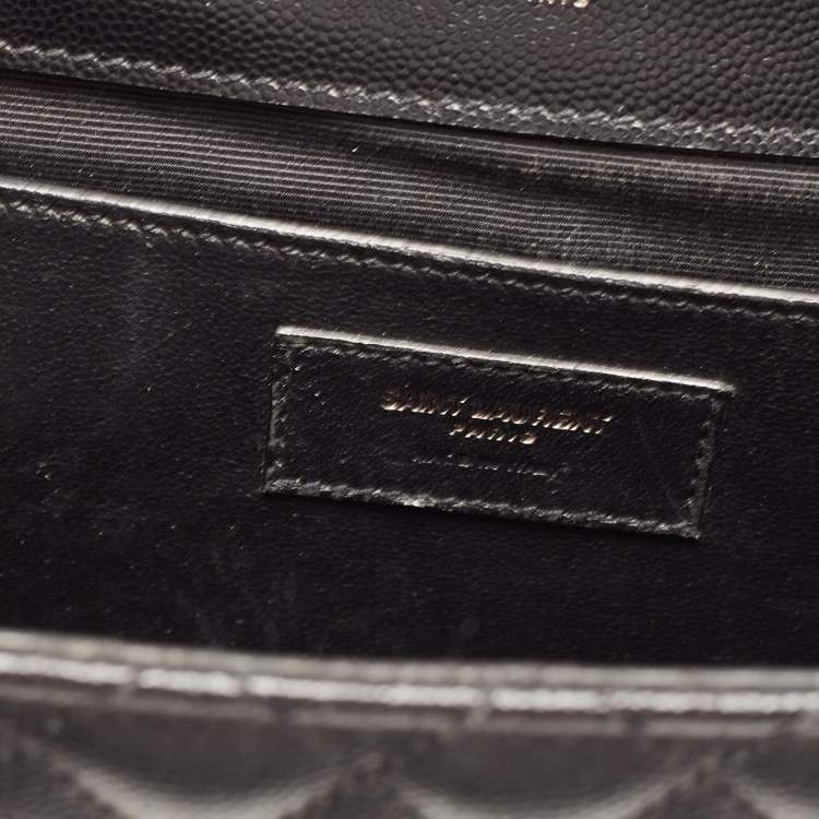 Pre Owned Saint Laurent Black Mix Matelasse Leather Medium Envelope Chain Shoulder Bag
