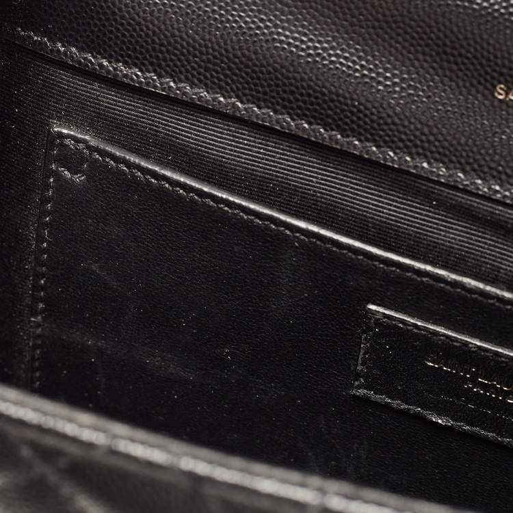 Pre Owned Saint Laurent Black Mix Matelasse Leather Medium Envelope Chain Shoulder Bag