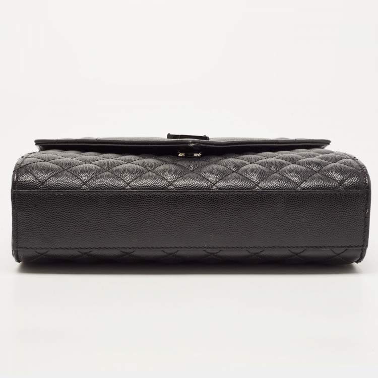 Pre Owned Saint Laurent Black Mix Matelasse Leather Medium Envelope Chain Shoulder Bag