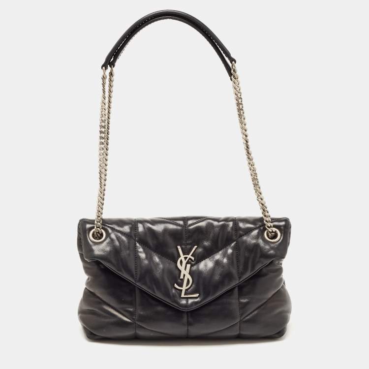 Pre Owned Saint Laurent Black Quilted Leather Small Puffer Chain Bag 