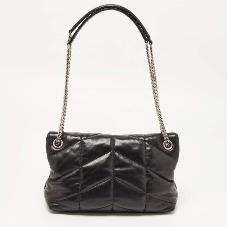 Pre Owned Saint Laurent Black Quilted Leather Small Puffer Chain Bag 