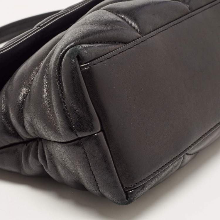Pre Owned Saint Laurent Black Quilted Leather Small Puffer Chain Bag 