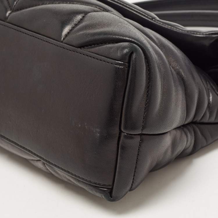 Pre Owned Saint Laurent Black Quilted Leather Small Puffer Chain Bag 