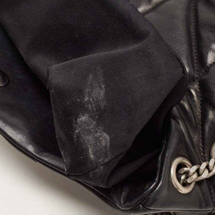 Pre Owned Saint Laurent Black Quilted Leather Small Puffer Chain Bag 