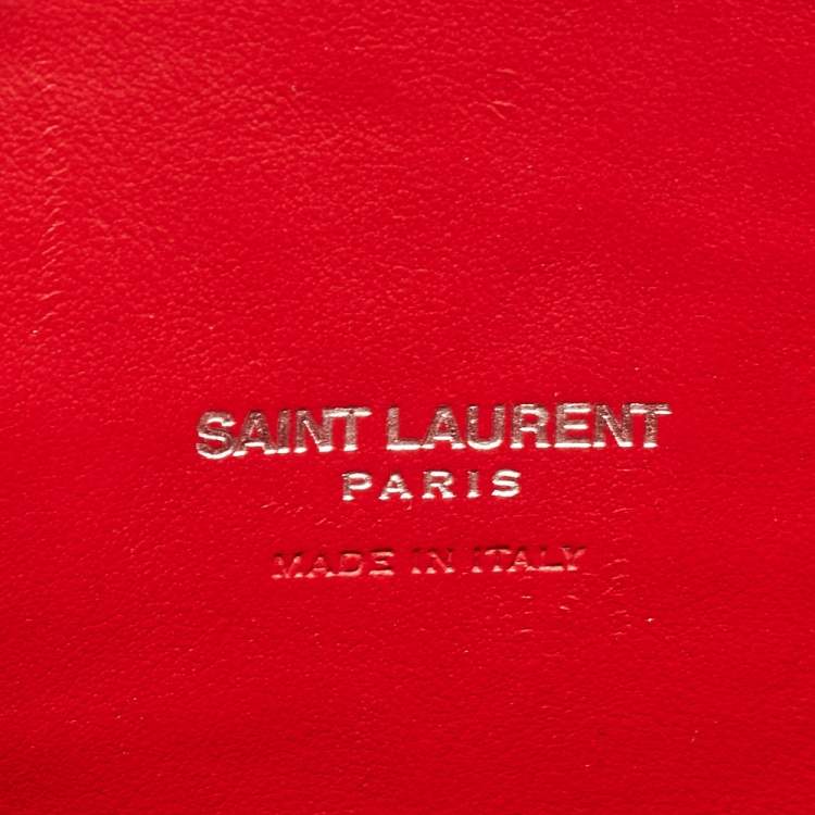 Pre Owned Saint Laurent Red Croc Embossed Leather Baby Classic Sac De Jour Tote
