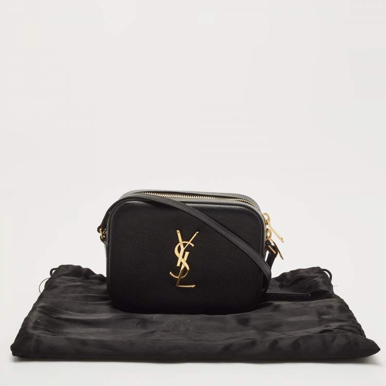 Pre Owned Saint Laurent Black Leather Classic Monogram Camera Bag