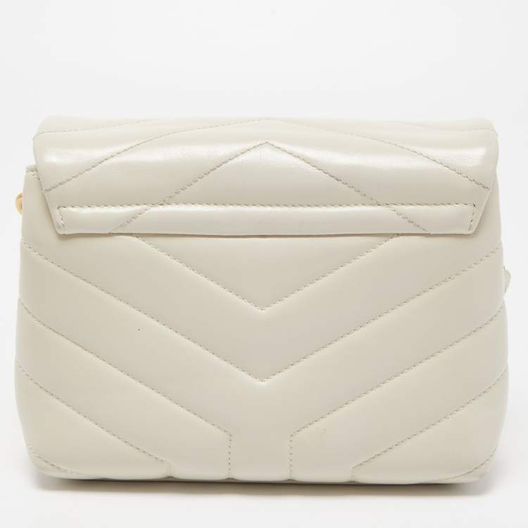 Pre Owned Saint Laurent Off-White Matelasse Leather Loulou Toy Shoulder Bag