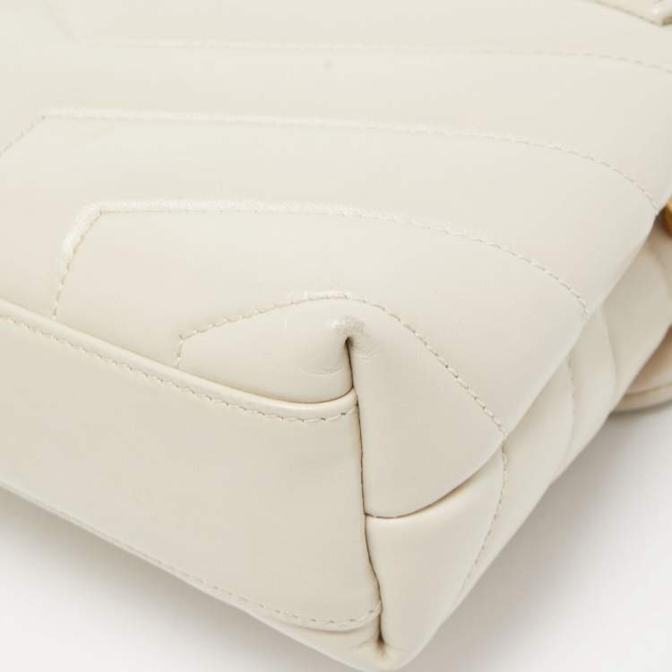 Pre Owned Saint Laurent Off-White Matelasse Leather Loulou Toy Shoulder Bag