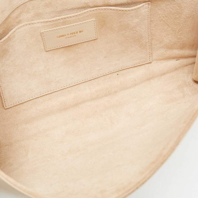 Pre Owned Saint Laurent Light Beige Leather Y-Ligne Clutch