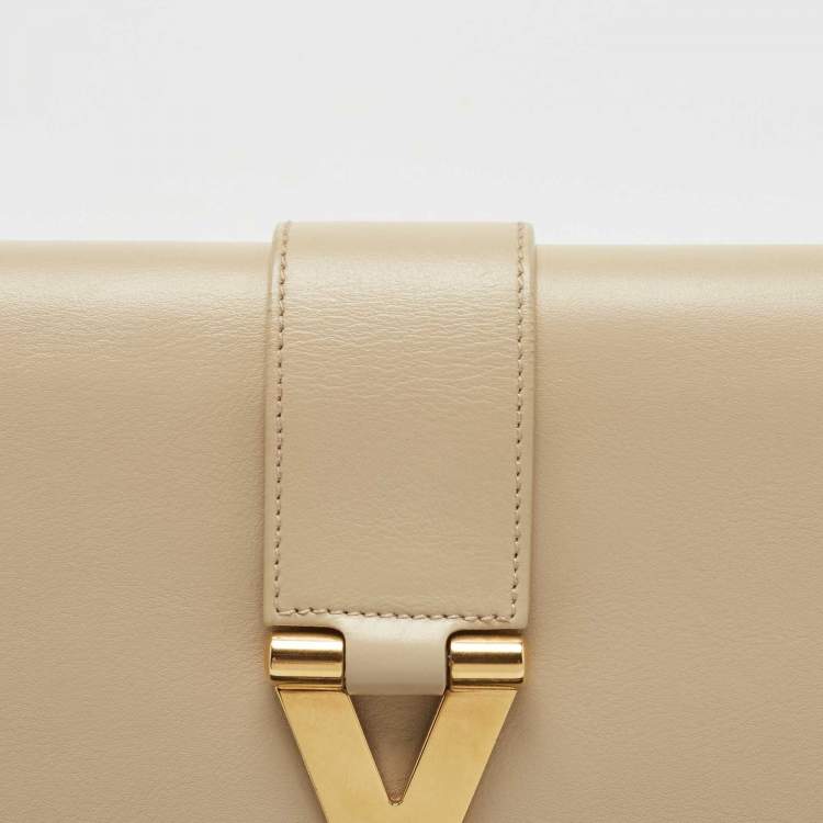Pre Owned Saint Laurent Light Beige Leather Y-Ligne Clutch