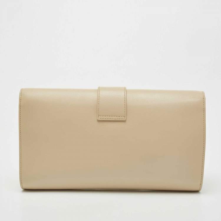 Pre Owned Saint Laurent Light Beige Leather Y-Ligne Clutch