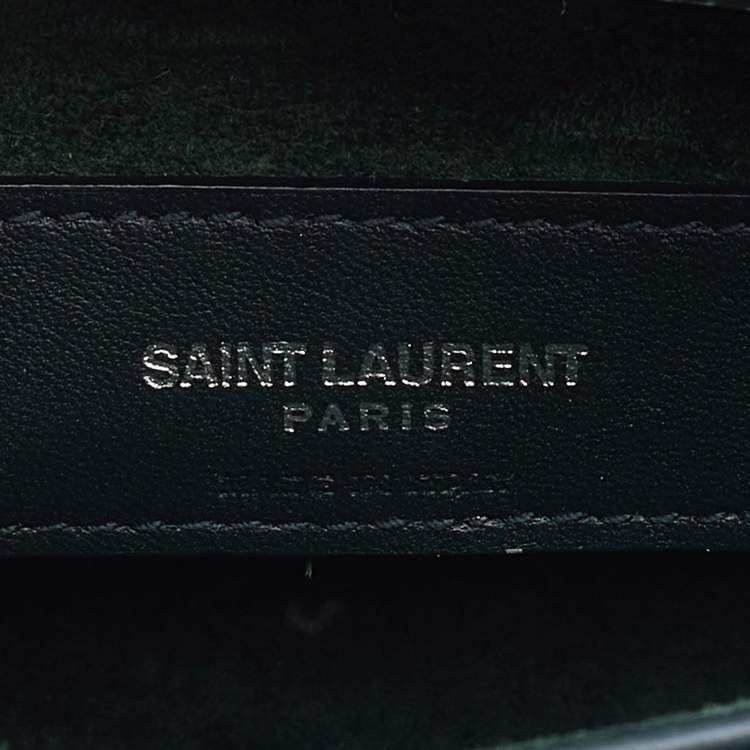 Pre Owned Saint Laurent Green Croc Embossed Leather Medium Sunset Shoulder Bag