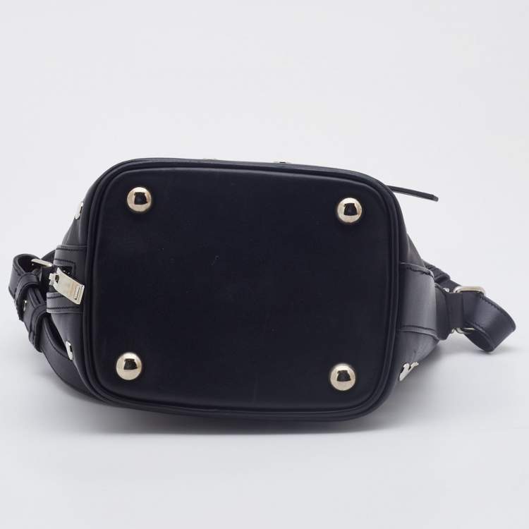 Pre Owned Saint Laurent Black Studded Leather Emmanuelle Bucket Bag