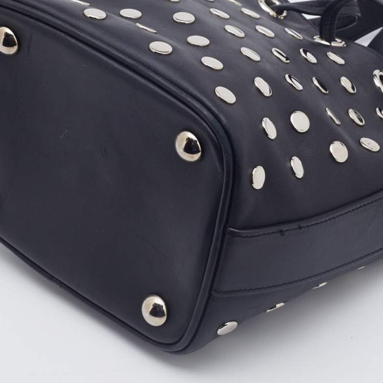 Pre Owned Saint Laurent Black Studded Leather Emmanuelle Bucket Bag