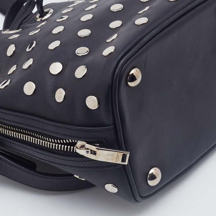 Pre Owned Saint Laurent Black Studded Leather Emmanuelle Bucket Bag