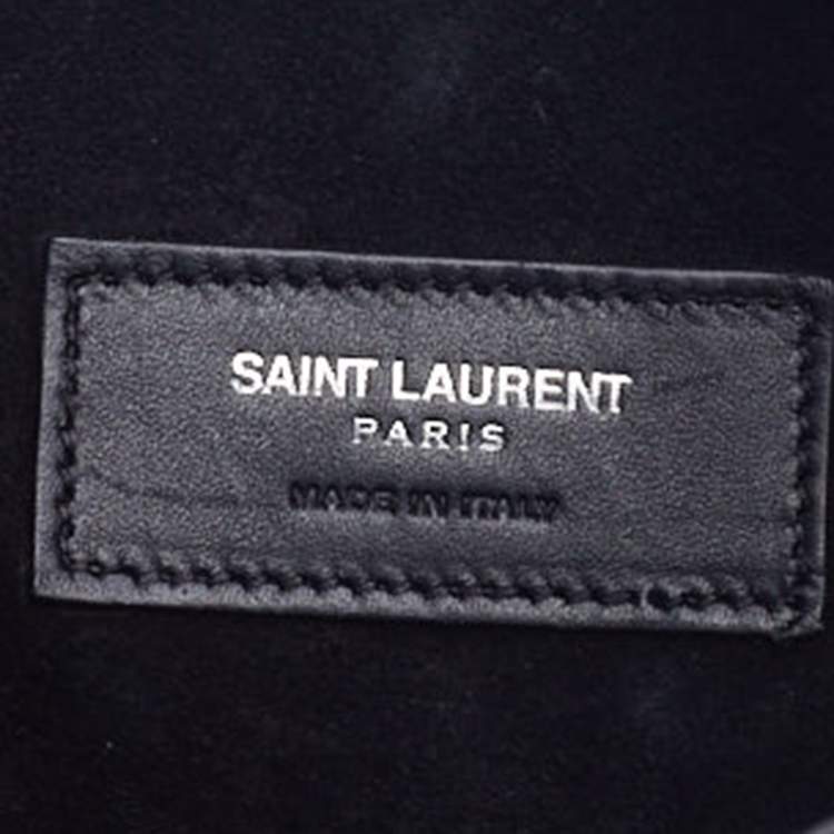 Pre Owned Saint Laurent Black Studded Leather Emmanuelle Bucket Bag