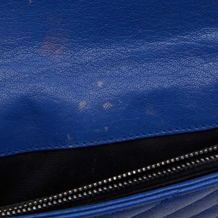 Pre Owned Saint Laurent Blue Leather Mini College Crossbody Bag