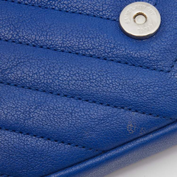 Pre Owned Saint Laurent Blue Leather Mini College Crossbody Bag
