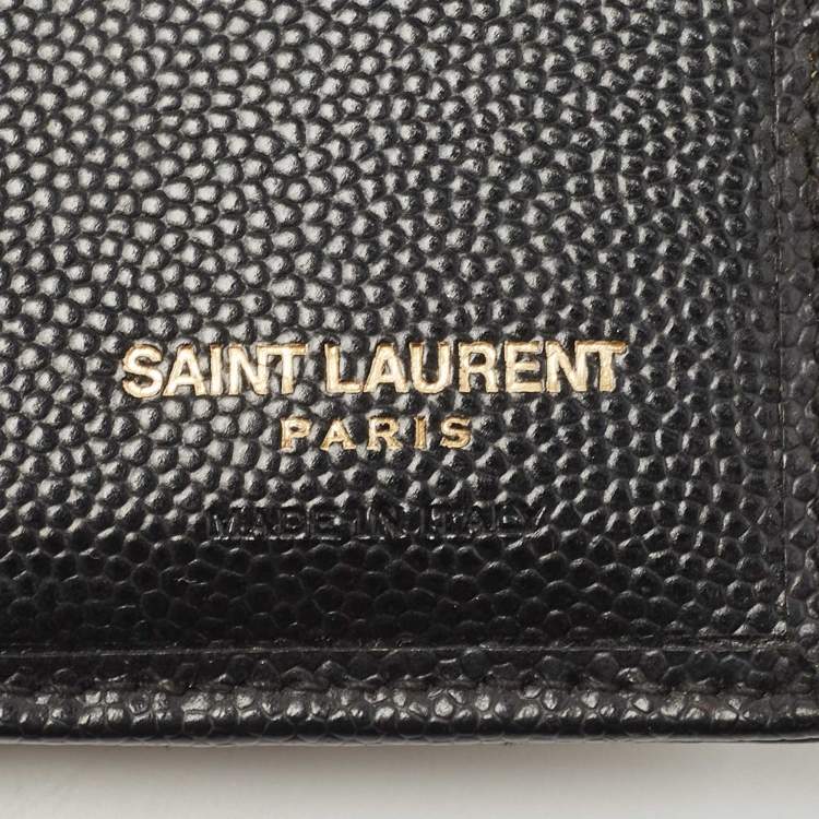 Pre Owned Saint Laurent Black Monogram Trifold Wallet